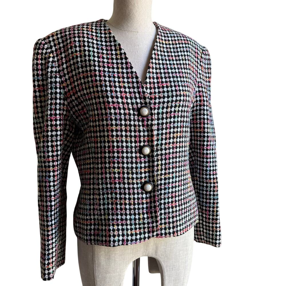 Ann Taylor Studio Tweed Jacket Blazer Size 8 Multicolor Career Chic